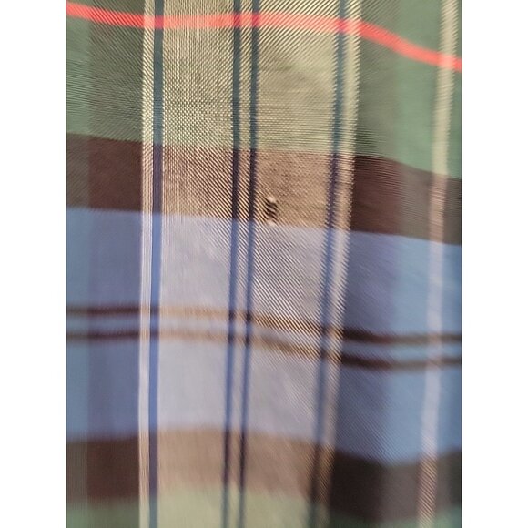 VTG Tommy Hilfiger Button Up Shirt L Crest Logo 90s Green Blue Plaid Long Sleeve - Picture 5 of 7